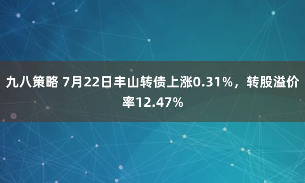 九八策略 7月22日丰山转债上涨0.31%，转股溢价率12.47%